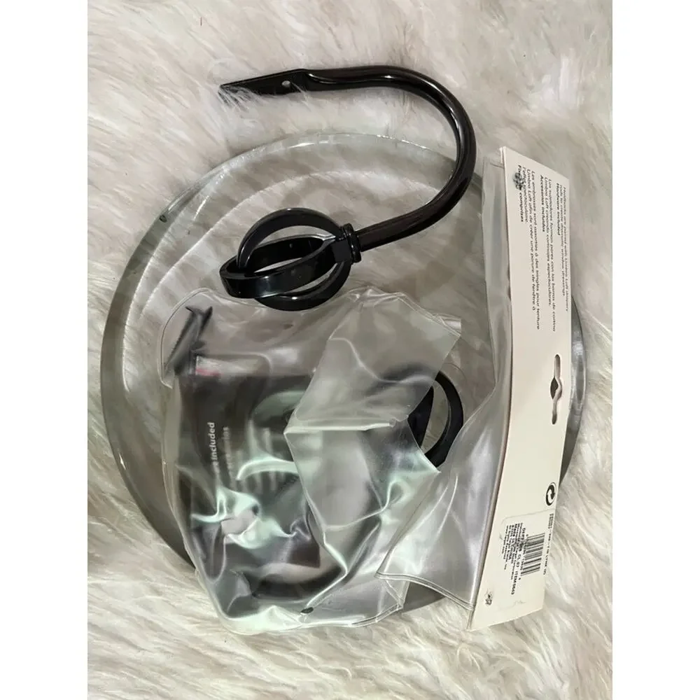 NEW Loft Umbra Curtain Drapery Scarf Holder Holdback Oval Set of 2 Ebony Black